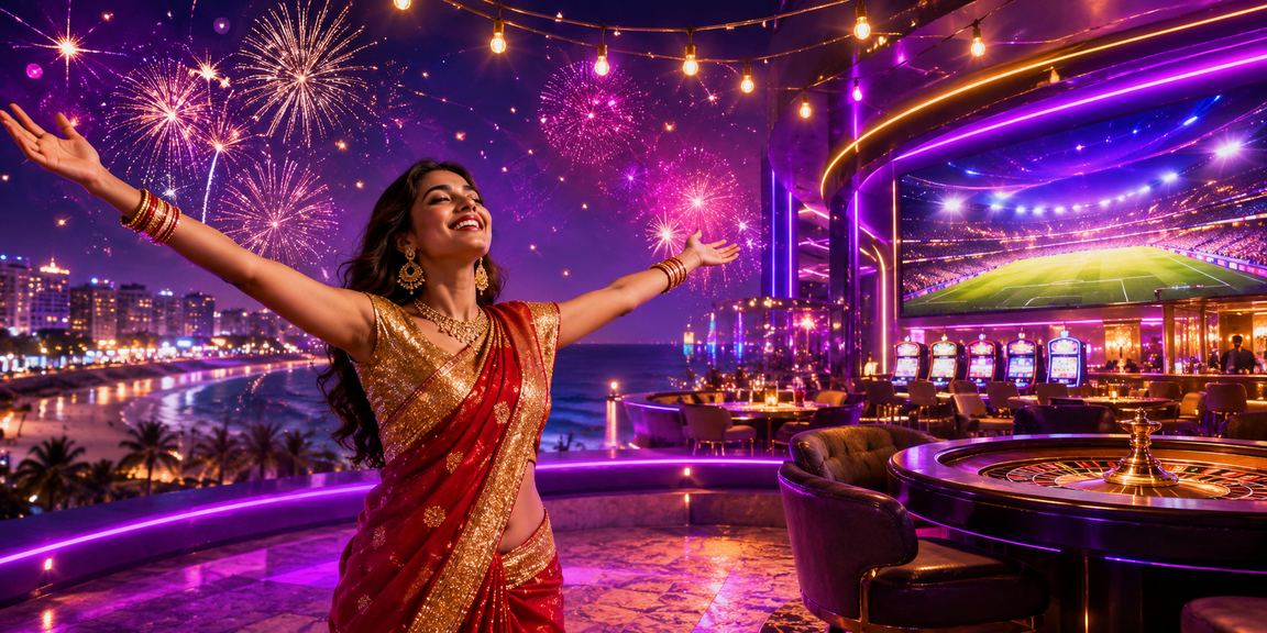 Indian woman playing casino app on mobile at night